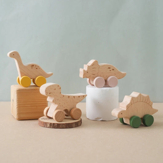 Wooden Dinosaur Car Teether Toy