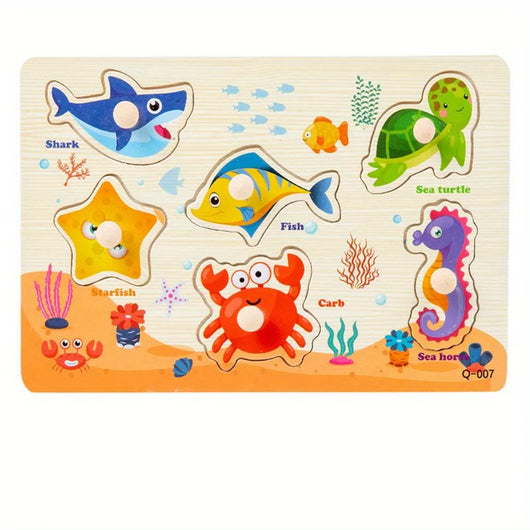 Montessori Wooden Shape Peg Puzzle Toy Seabed