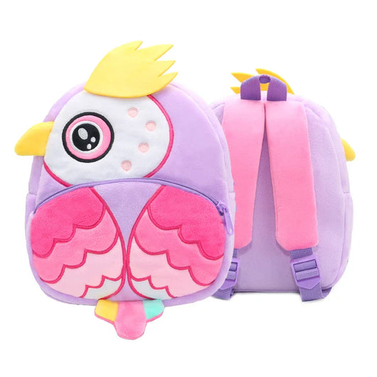 Kids Plush Cartoon Backpack Purple Owl