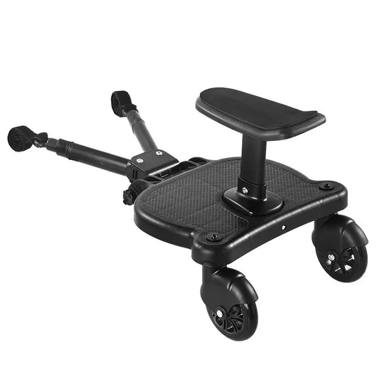 2 in 1 Stroller Ride On Board with Wheels Double Wheel-Black
