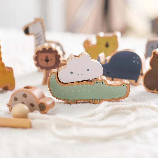 Animal Stringing and Stacking Wooden Toy Set