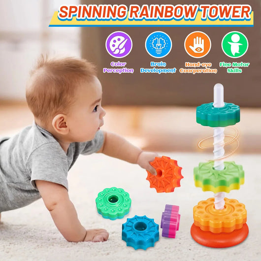 Rotating Montessori-Inspired Rainbow Tower