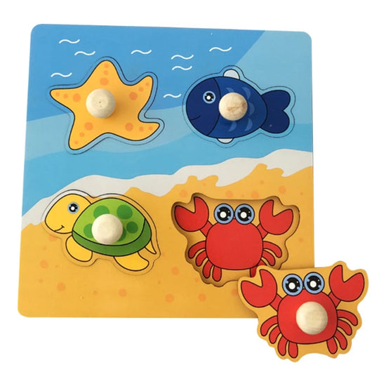 Montessori Wooden Puzzle Board Crab