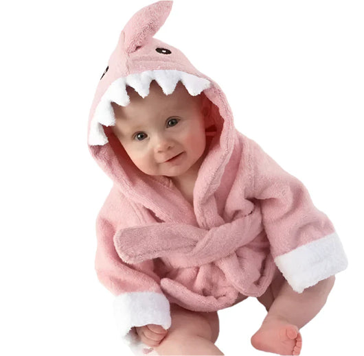Baby Cotton Bathrobe Shark Pink