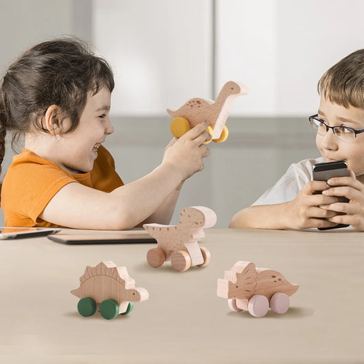 Wooden Dinosaur Car Teether Toy
