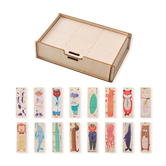 3D Wooden Animal Puzzle Montessori Toys With box