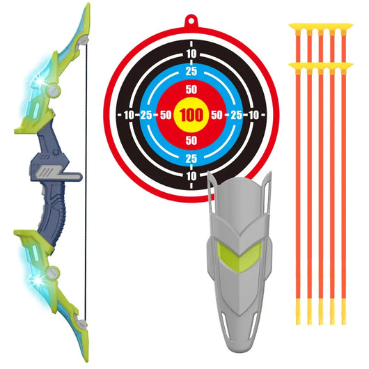 Light Up Kids Bow and Arrow Set 10 Arrows Green