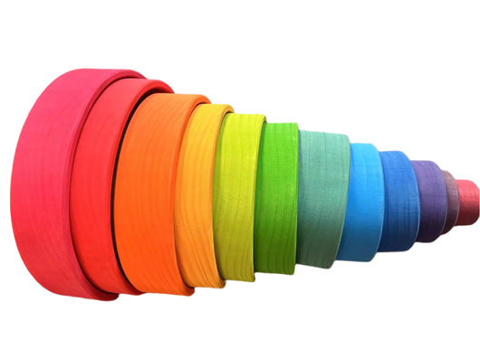 Lime Wood Montessori Rainbow Arch Stacking Toy Set Pine 12