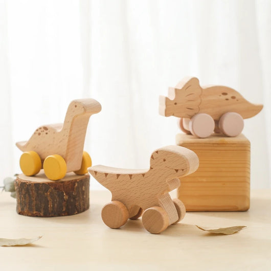 Wooden Dinosaur Car Teether Toy