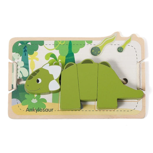 Animal Stringing and Stacking Wooden Toy Set Dinosaur Green