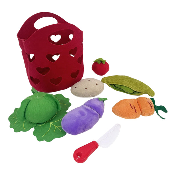8pcs Felt Food Vegetable Basket Pretend Play Set Vegetable