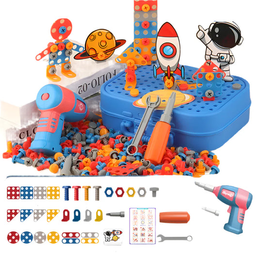 Kids Electric Drill Tool Set Blue 351pcs