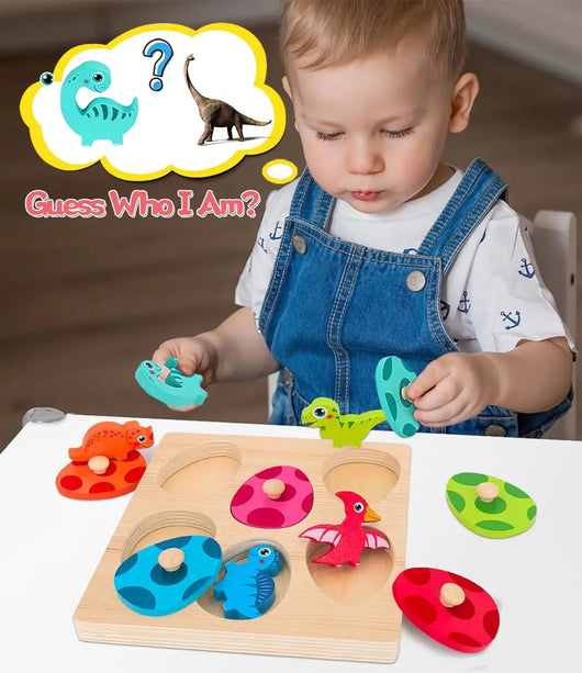 Montessori-Inspired Wooden Dinosaur Puzzle