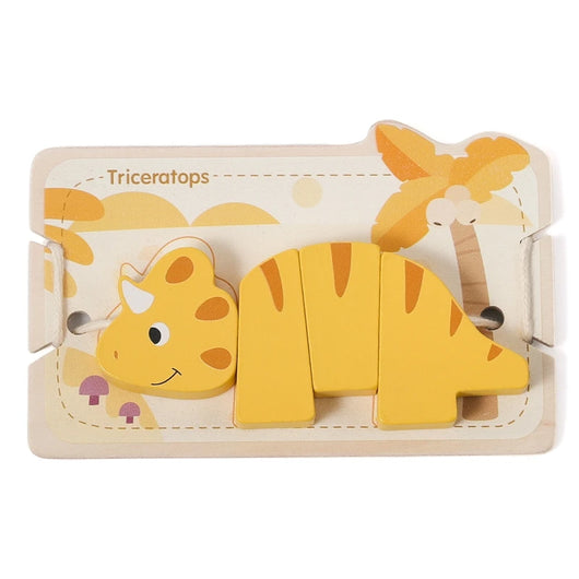 Animal Stringing and Stacking Wooden Toy Set Dinosaur Yellow
