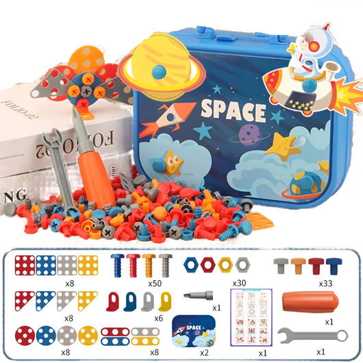 Kids Electric Drill Tool Set Blue 156pcs