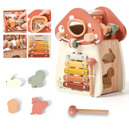 Montessori-Inspired Musical Wooden Busy Box Toy for Babies & Toddlers
