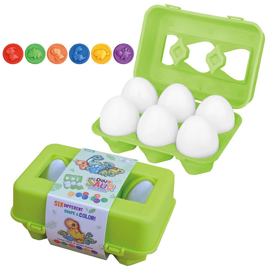 Matching Eggs Color & Shape Sorter 6Pcs Dinosaur egg