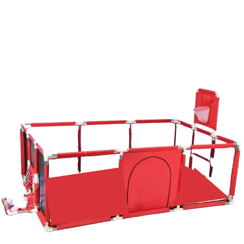 Basketball Hoop and Soccer Goal Playpen Red