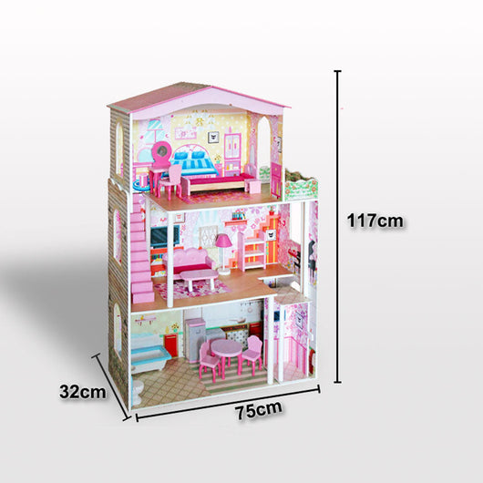 Three-Storey Wooden Dollhouse – A World to Explore