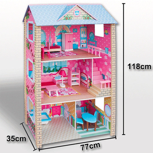 Three-Storey Wooden Dollhouse – A World to Explore