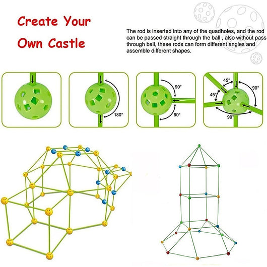 217pcs Kids Construction Fort Building Kit