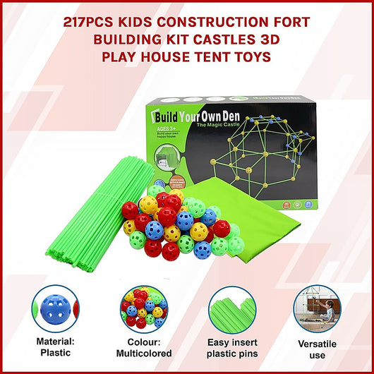 217pcs Kids Construction Fort Building Kit