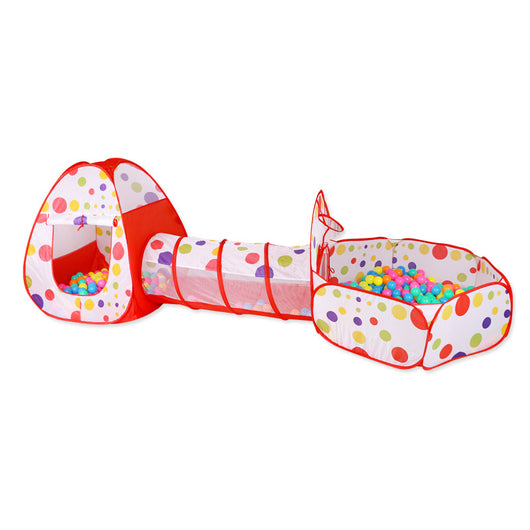 3 in 1 Kids Play Tent Tunnel Ball Pit Red