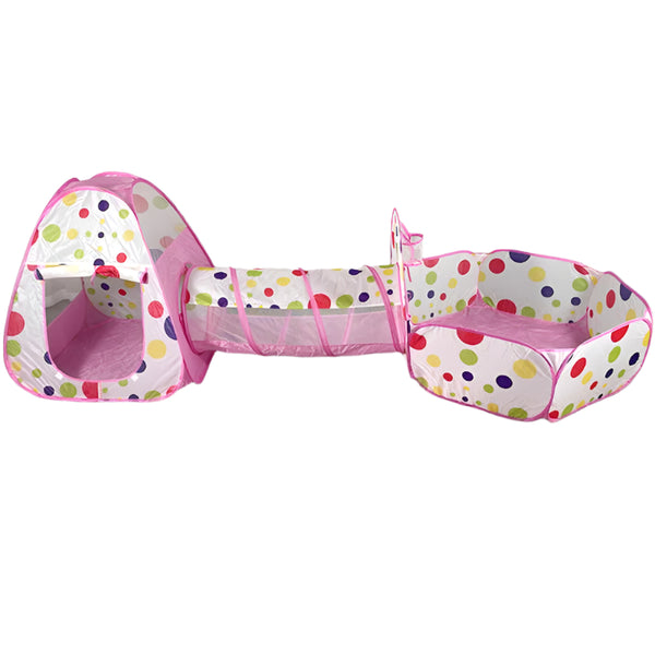 3 in 1 Kids Play Tent Tunnel Ball Pit Pink