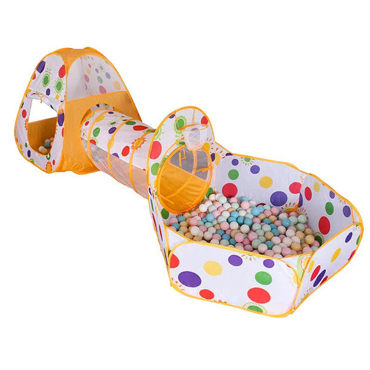 3 in 1 Kids Play Tent Tunnel Ball Pit Orange