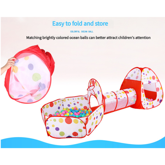 3 in 1 Kids Play Tent Tunnel Ball Pit