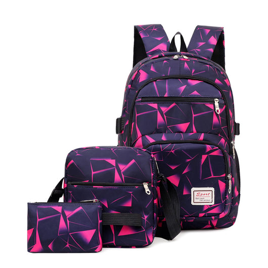 3 Piece Backpack Set Rose Red