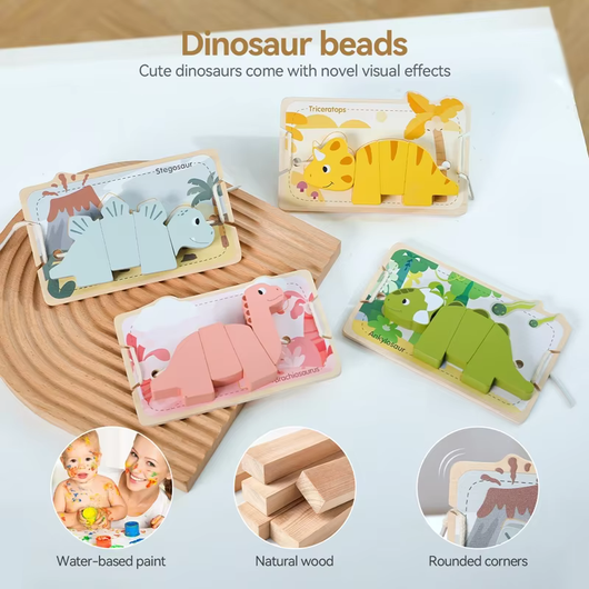 Animal Stringing and Stacking Wooden Toy Set