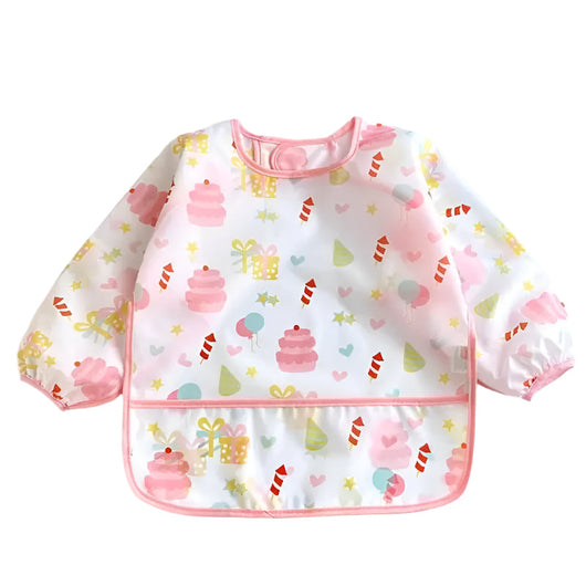 Baby Cartoon Waterproof Bib White-Pink
