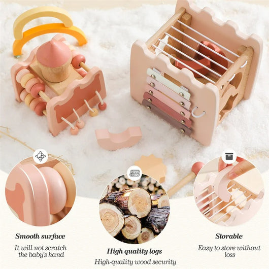 Montessori-Inspired Musical Wooden Busy Box Toy for Babies & Toddlers