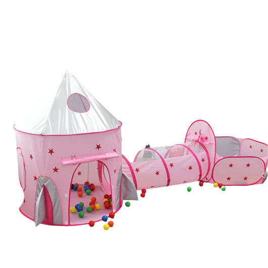 3 in 1 Space Play Tent with Tunnel Pink