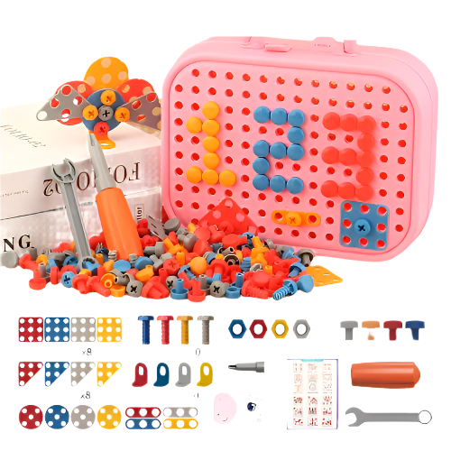 Kids Electric Drill Tool Set Pink 156pcs