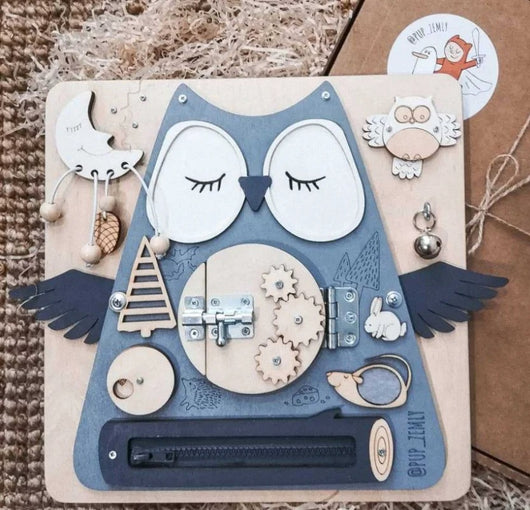Wooden Montessori Busy Board Owl Busyboard